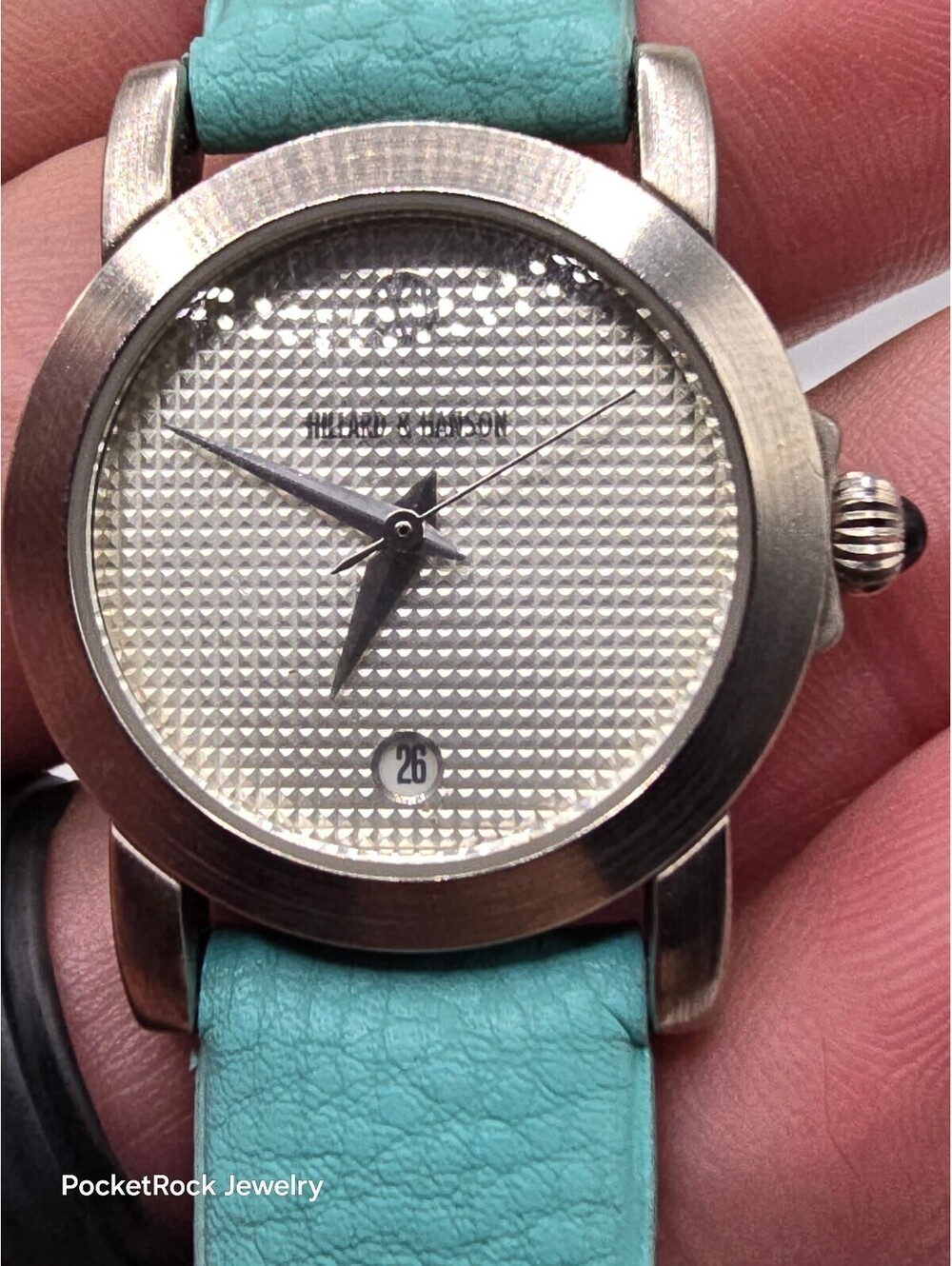 Hillard & Hanson Women’s Quartz Watch Date Silver Dial Blue Leather